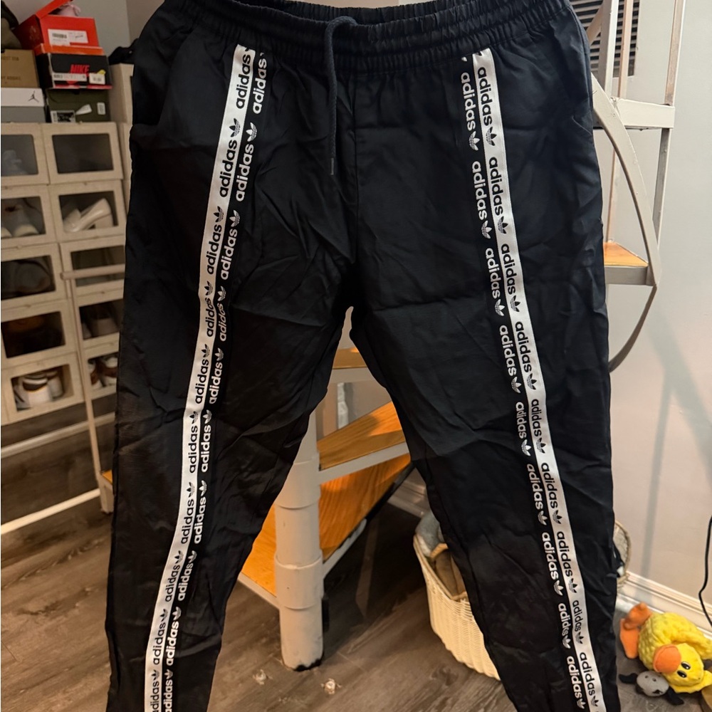 Adidas Black Joggers with White Logo